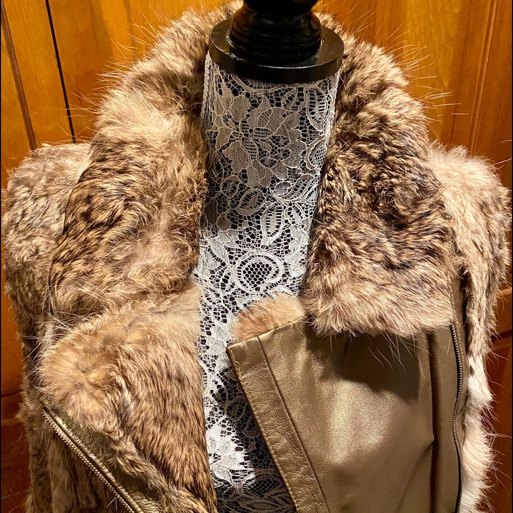 Christine Rotelli Genuine Rabbit Fur/Leather Vest Gem
